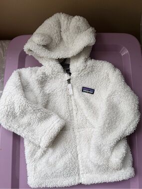 Patagonia Cream Sherpa Hoodie with Logo Patch